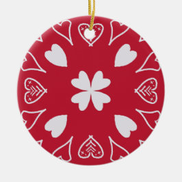 Red Heart Folk Art Weihnachtsbaum Keramik Ornament