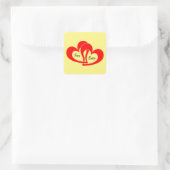 Red Heart Forever Custom Valentinstag Quadratischer Aufkleber (Tasche)