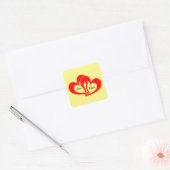 Red Heart Forever Custom Valentinstag Quadratischer Aufkleber (Umschlag)