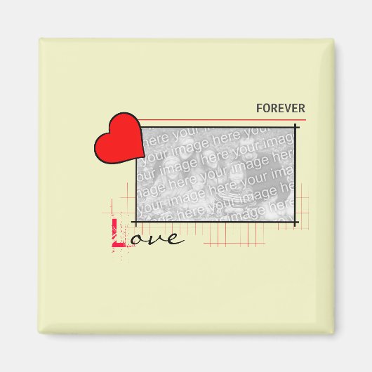 Red Heart Forever Love Foto Magnet (Vorne)