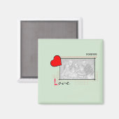 Red Heart Forever Love Foto Magnet (Vorderseite/Rückseite)