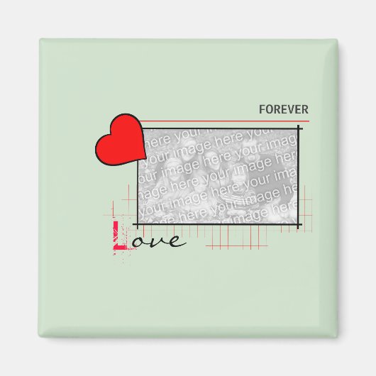 Red Heart Forever Love Foto Magnet (Vorne)