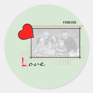 Red Heart Forever Love Foto Runder Aufkleber