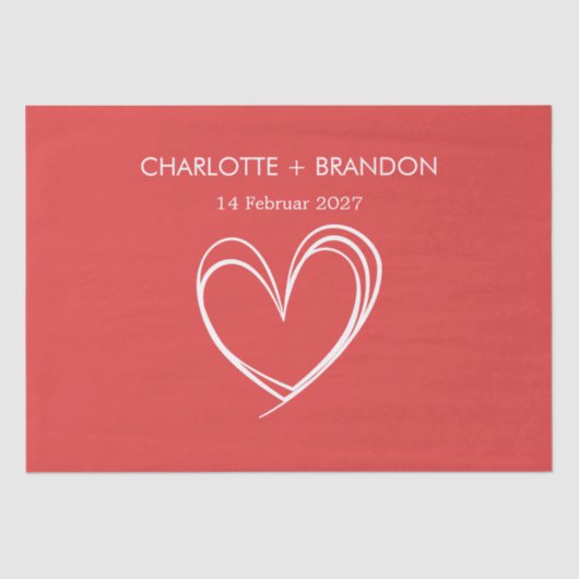Red Heart Form Personalisieren Sie den Namen und d Seidenpapier (Vorderseite)