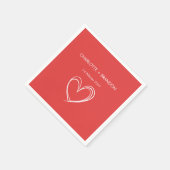 Red Heart Form Personalisieren Sie den Namen und d Serviette (Ecke)