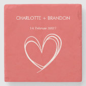 Red Heart Form Personalisieren Sie den Namen und d Steinuntersetzer (Vorderseite)