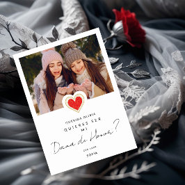 Red Heart Foto Dama de Honor Quinceañera Einladung