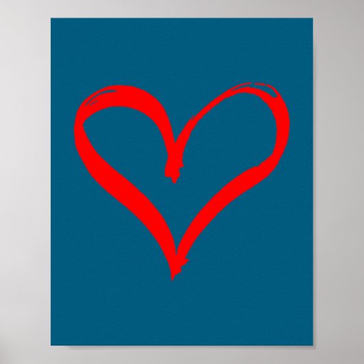 Red Heart Funny Cute Design For Men Women Husband  Poster (Vorne)