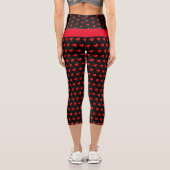 Red Heart Girl Fun Balloon Muster Black Modern Capri Leggings (Rückseite)