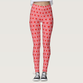 Red Heart Girl Fun Balloon Muster Pink Chic Leggings