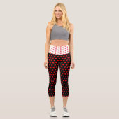 Red Heart Girl Fun Balloon Muster White Black Capri Leggings (Vorderseite)