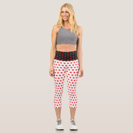 Red Heart Girl Fun Chic Balloon Muster White Capri Leggings