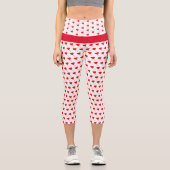 Red Heart Girl Fun Chic Balloon Muster White Capri Leggings (Vorderseite)