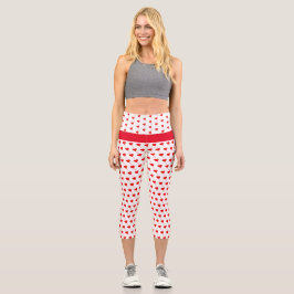 Red Heart Girl Fun Chic Balloon Muster White Capri Leggings