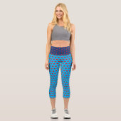 Red Heart Girly Fun Balloon Muster Blue Chic Capri Leggings (Vorderseite)