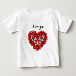Red heart glitter butterfly baby t-shirt