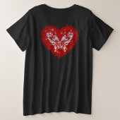 Red heart glitter butterfly große größe T-Shirt (Design Rückseite)