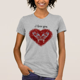 Red heart glitter butterfly T-Shirt