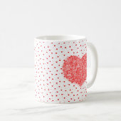 Red Heart Glitzer Texture & Hearts Muster Kaffeetasse (VorderseiteRechts)
