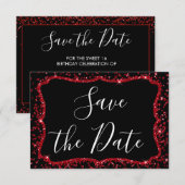 Red Heart Glitzern Sparkle 16 . Geburtstag Geburts Einladung (Vorne/Hinten)