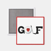 Red Heart Golf T - Shirt und Geschenke Magnet (Vorderseite/Rückseite)