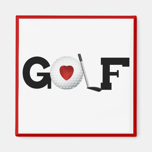 Red Heart Golf T - Shirt und Geschenke Magnet (Vorne)