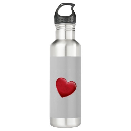 Red Heart Gray Trendy Liebe Wedding Edelstahlflasche (Vorderseite)
