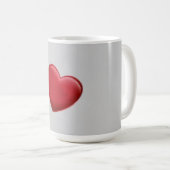 Red Heart Gray Trendy Liebe Wedding Kaffeetasse (VorderseiteRechts)