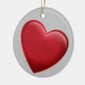 Red Heart Gray Trendy Liebe Wedding Keramik Ornament (Links)