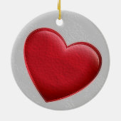 Red Heart Gray Trendy Liebe Wedding Keramik Ornament (Hinten)