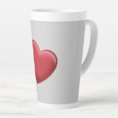Red Heart Gray Trendy Liebe Wedding Milchtasse (Rechte Ecke)