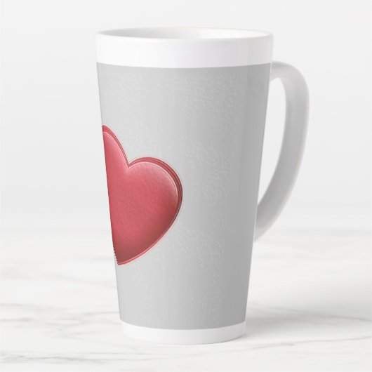 Red Heart Gray Trendy Liebe Wedding Milchtasse (Rechte Ecke)