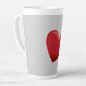 Red Heart Gray Trendy Liebe Wedding Milchtasse (Linke Ecke)