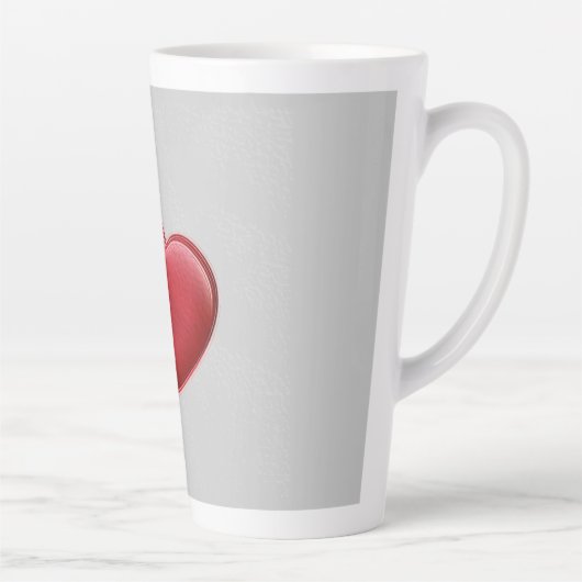 Red Heart Gray Trendy Liebe Wedding Milchtasse (Rechts)