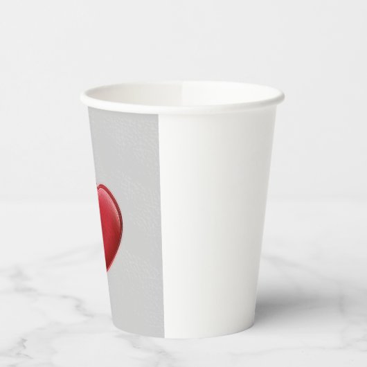 Red Heart Gray Trendy Liebe Wedding Pappbecher (Links)