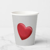 Red Heart Gray Trendy Liebe Wedding Pappbecher (Vorderseite)