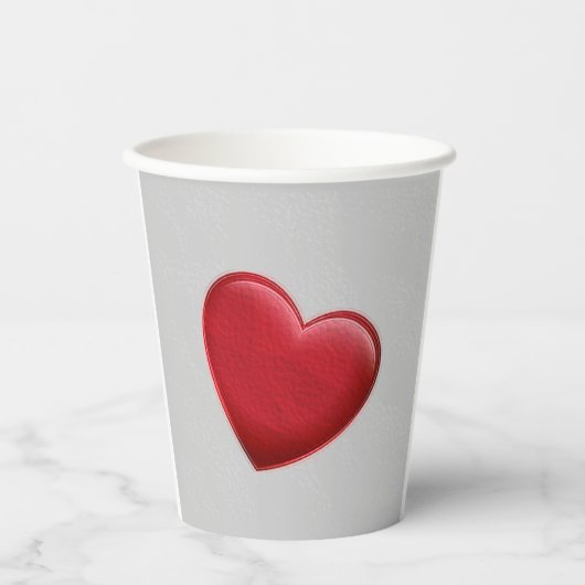 Red Heart Gray Trendy Liebe Wedding Pappbecher (Vorderseite)