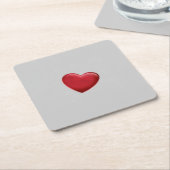 Red Heart Gray Trendy Liebe Wedding Rechteckiger Pappuntersetzer (angewinkelt)