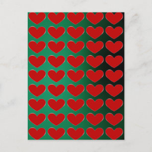 Red Heart Green Pop Art Liebe Postkarte
