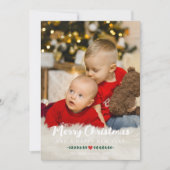 Red Heart Green Twigs Foto Frohe Weihnachten (Vorderseite)