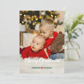 Red Heart Green Twigs Foto Frohe Weihnachten (Stehend Vorderseite)