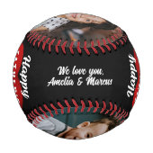 Red Heart Happy Vater's Day Daddy 2 Foto Collage Baseball (Rückseite)