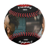 Red Heart Happy Vater's Day Daddy 2 Foto Collage Baseball (Vorderseite)