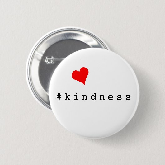 Red Heart Hashtag Kindness Erinnerung Button (Vorne & Hinten)
