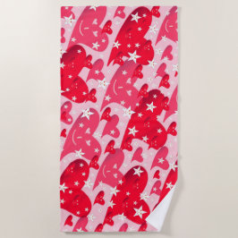 red, heart, heart, laugh, star, smile, pink, love, strandtuch