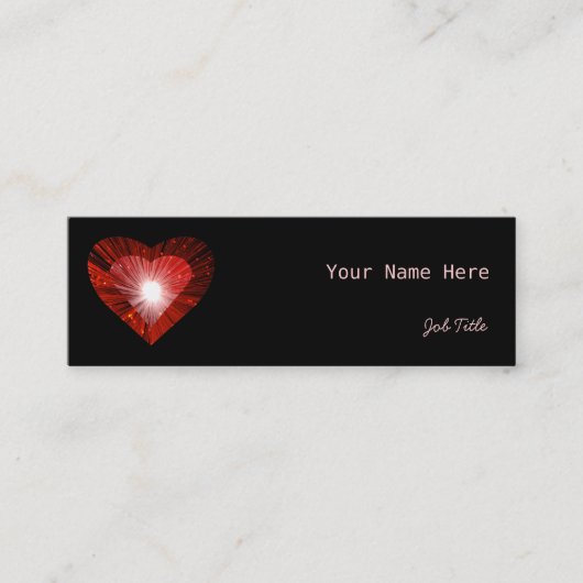 Red Heart 'heart' Visitenkartenseite schwarzer dün Mini Visitenkarte (Vorderseite)