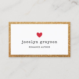 Red Heart Imitate Gold Glitzer Romance Author Visitenkarte