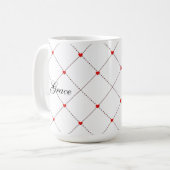 Red Heart Lattice Pattern Name & message Design Kaffeetasse (Vorderseite Links)