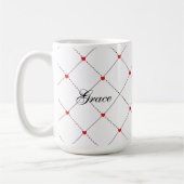 Red Heart Lattice Pattern Name & message Design Kaffeetasse (Links)