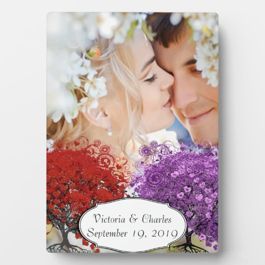 Red Heart Leaf Tree Fotoplatte (Vorderseite)